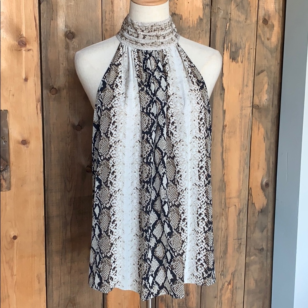 JOIE Erola Snakeskin Top in Porcelain size M